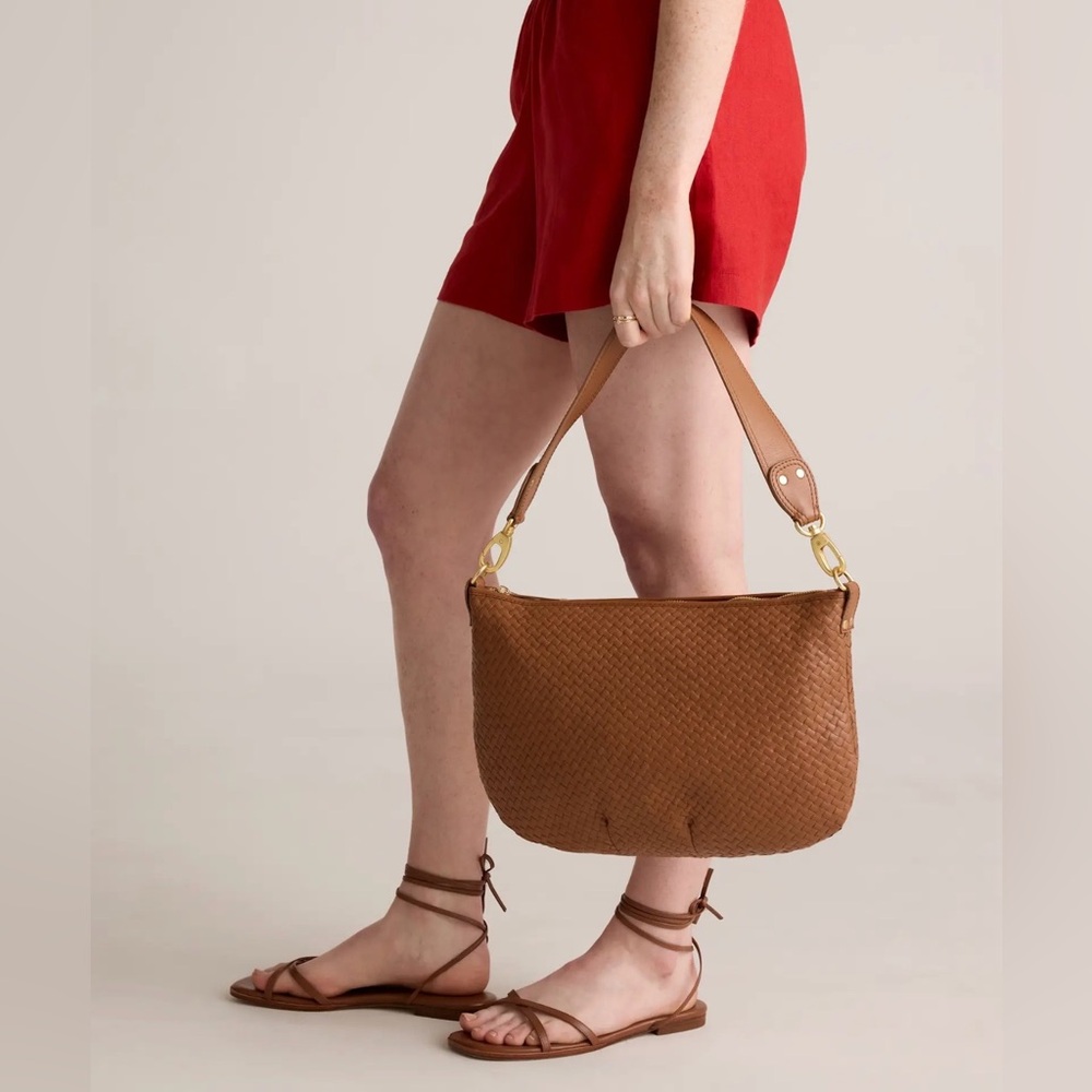 Quince Italian Leather Handwoven Crossbody- NWT - Picture 3 of 10